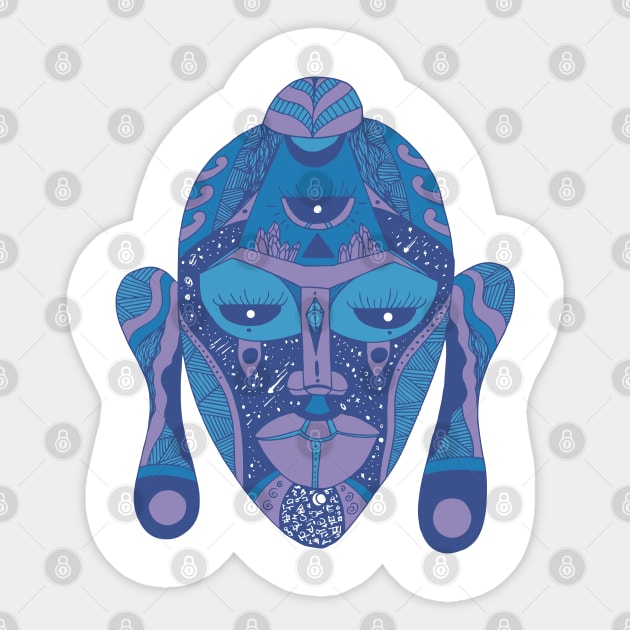 Mountain Blue African Mask 7 Sticker by kenallouis